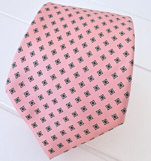 VTG State Street Jordan Marsh Silk Tie‎ Pink Teal Diamond Made in Italy 3" 57.5"